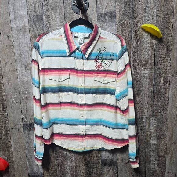 Tasha Polizzi for TP Saddleblanket Vintage 90s Southwestern Print Pearl Snap Wes - Picture 1 of 5